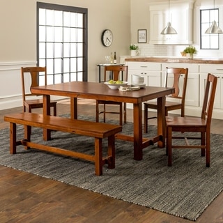 Middlebrook Designs Distressed Dark Oak 6-piece Wood Dining Set with Bench