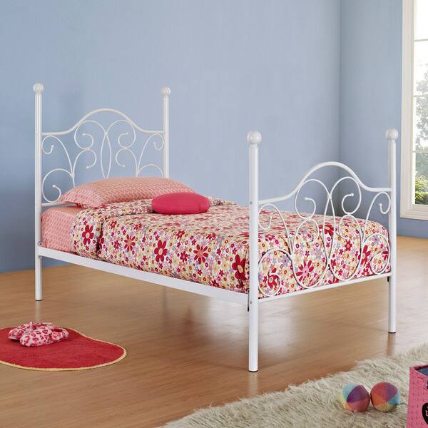 Shop White Metal Twin Size Canopy Bed With Curtains Free