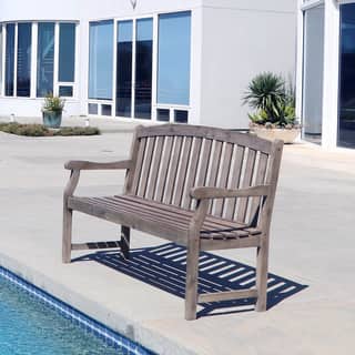 Vifah Renaissance Hand-Scraped Hardwood Outdoor Bench Bed Bath