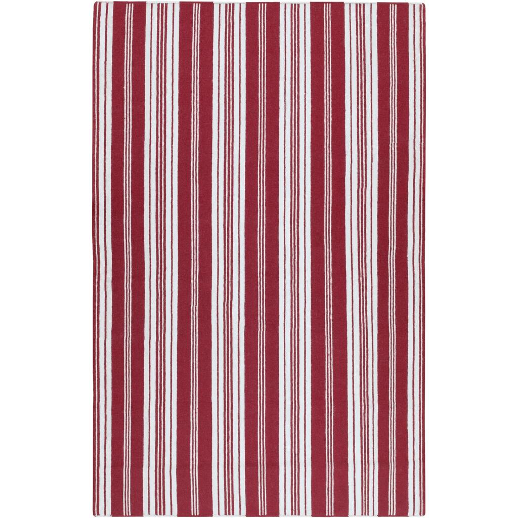 Hand-woven Red Arcot Wool Area Rug - 8' x 11' - 8' x 11'