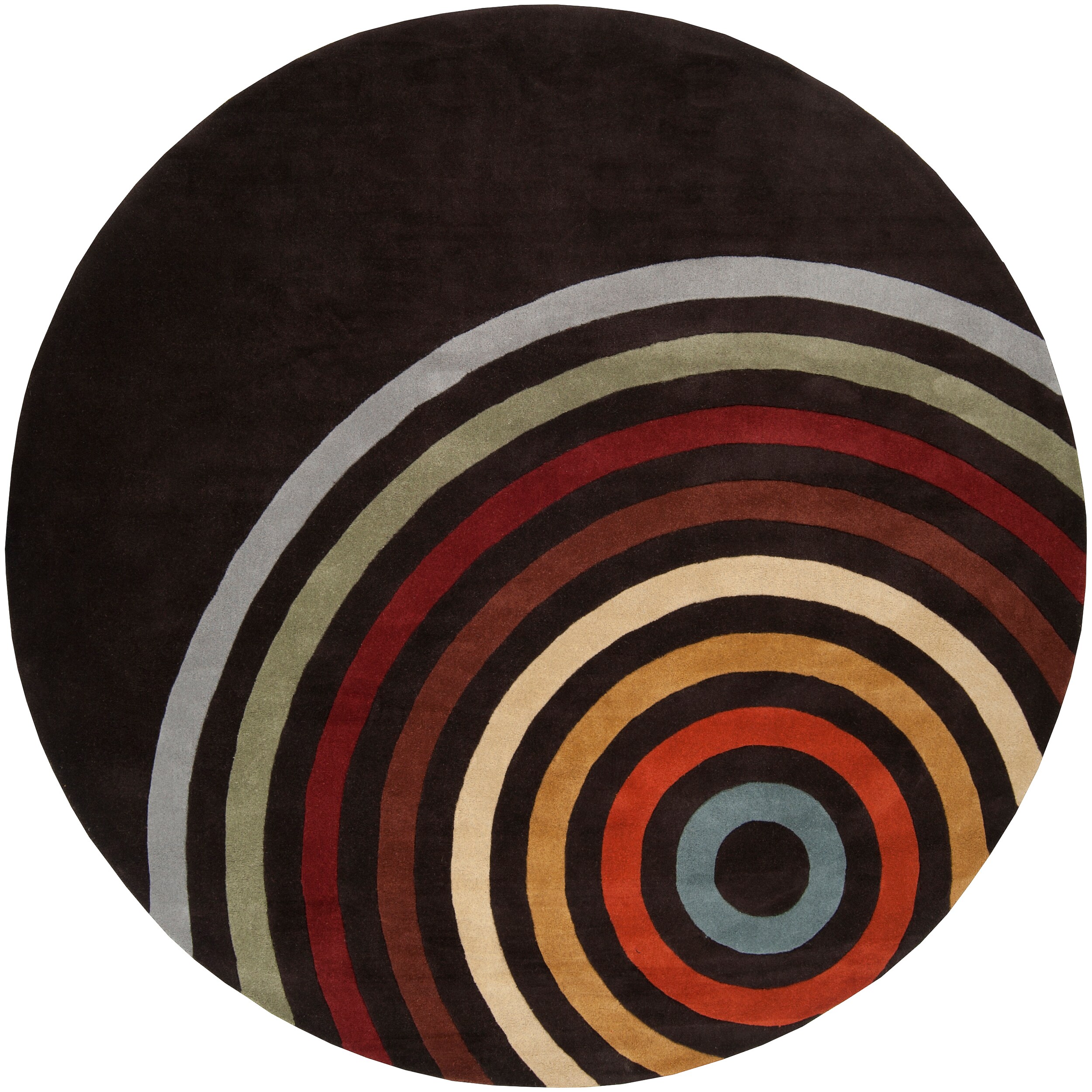 Hand tufted Black Contemporary Multi Colored Circles Calcutta Wool Geometric Rug (99 Round)