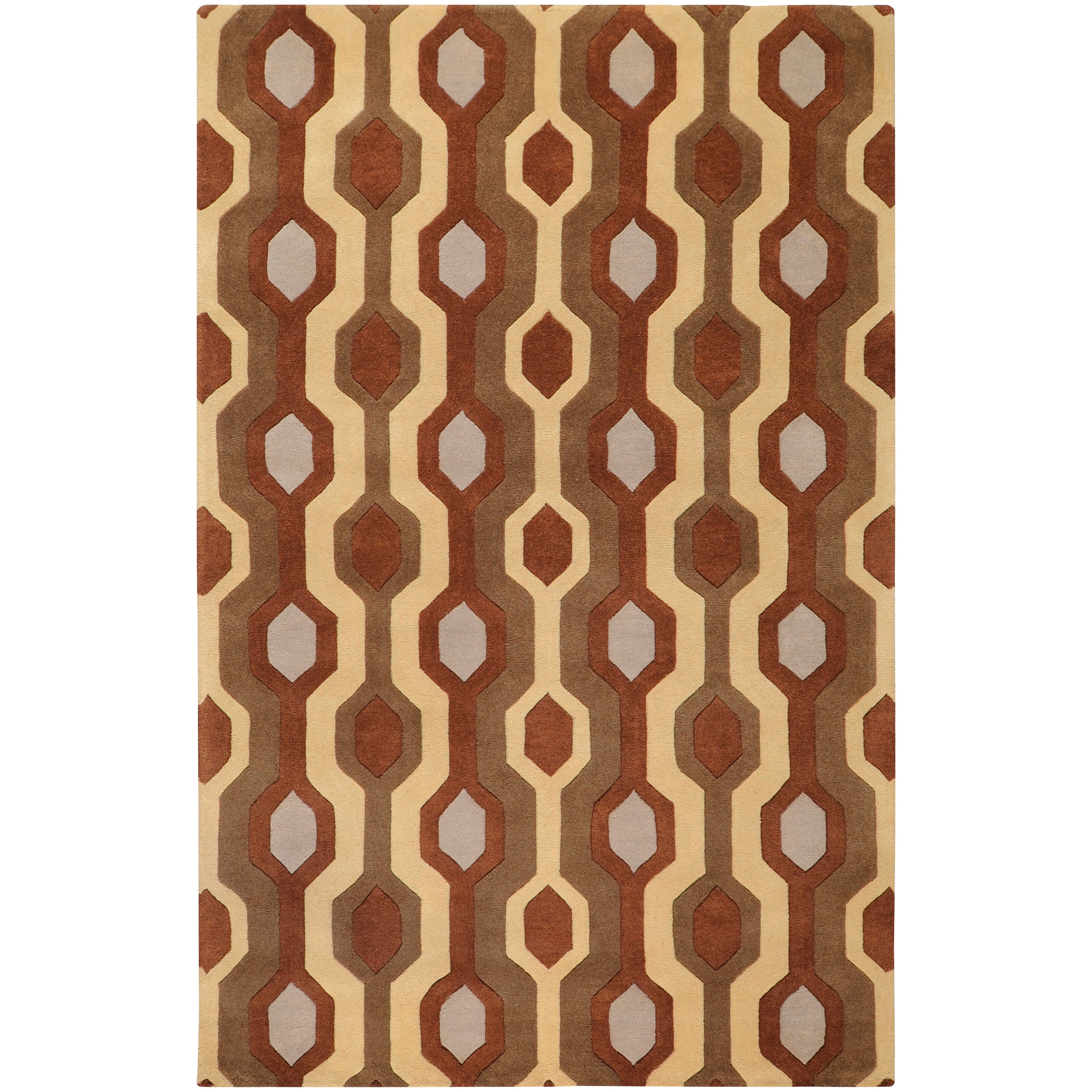 Hand tufted Brown Contemporary Bamra Wool Geometric Rug (10 X 14)