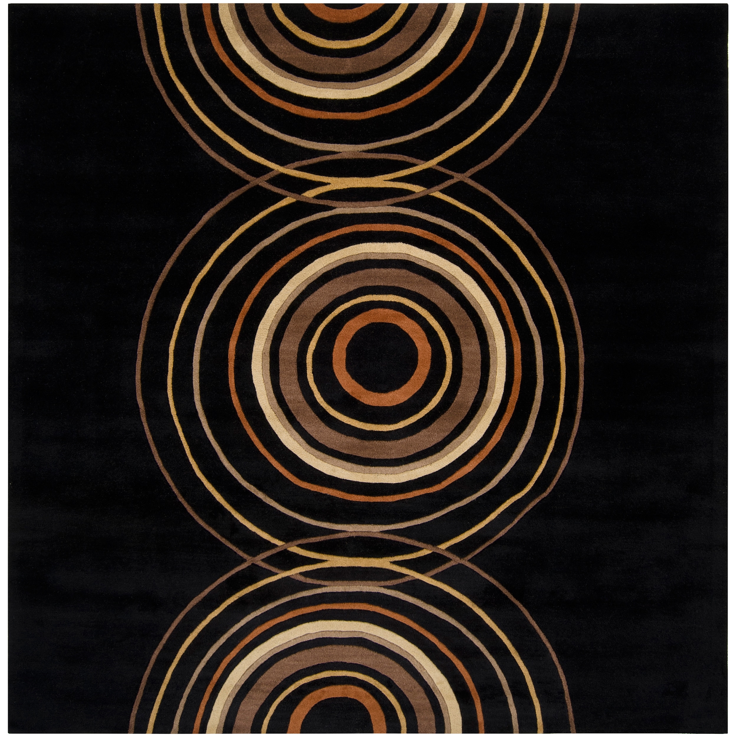 Hand tufted Black Contemporary Circles Bali Wool Geometric Rug (8 Square)