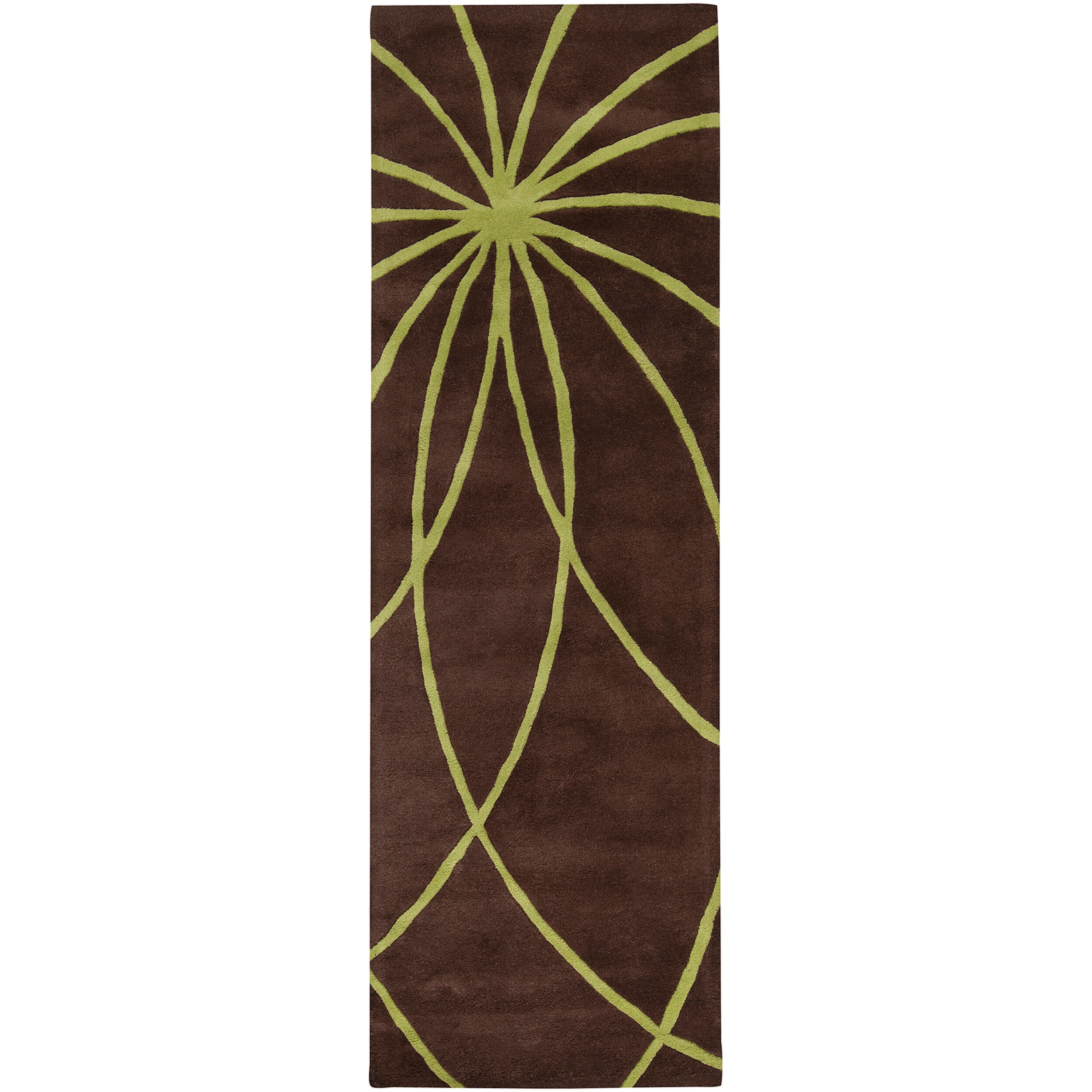 Hand tufted Contemporary Brown/green Ausa Wool Abstract Rug (26 X 8)