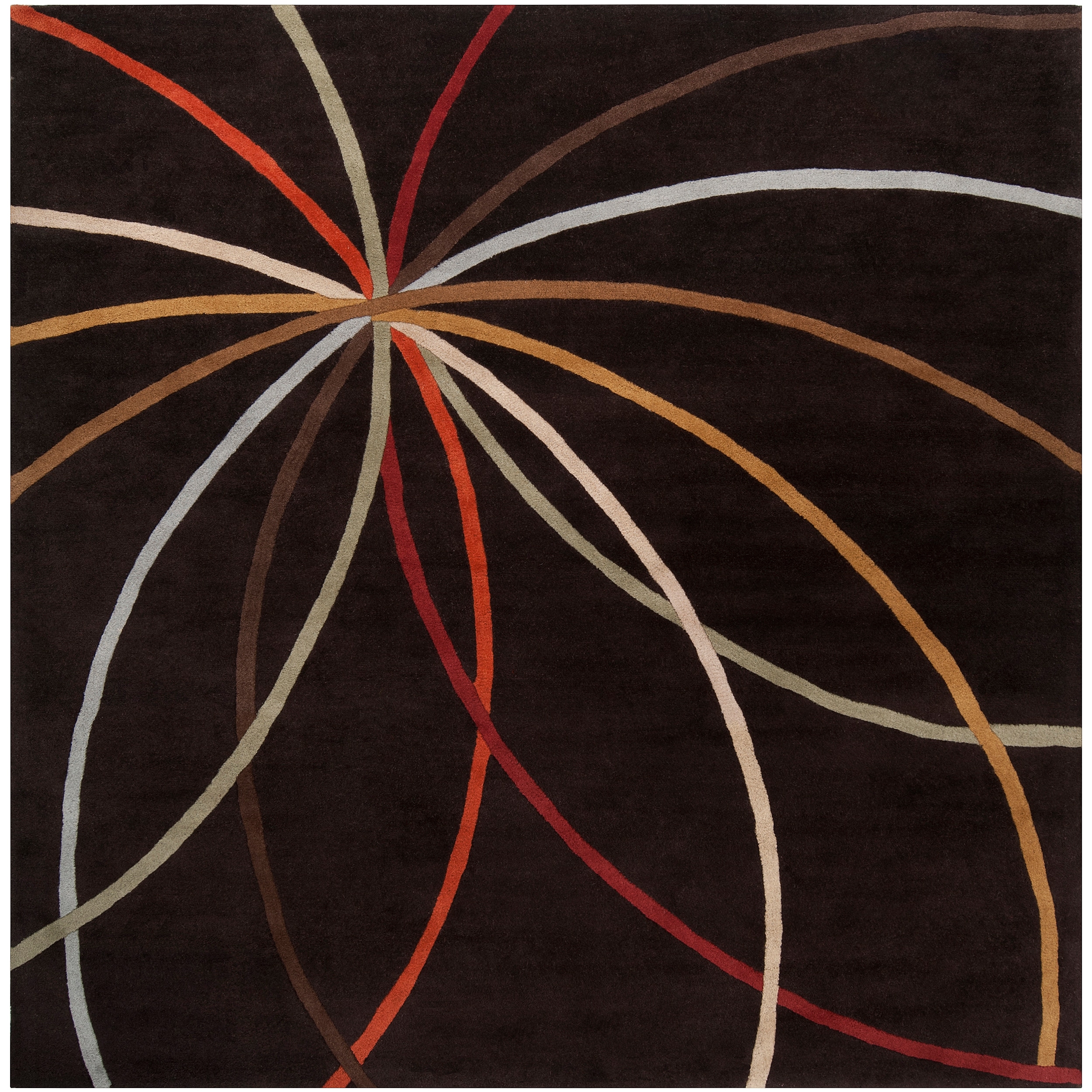 Hand tufted Black Contemporary Cheeka Wool Abstract Rug (99 Square)
