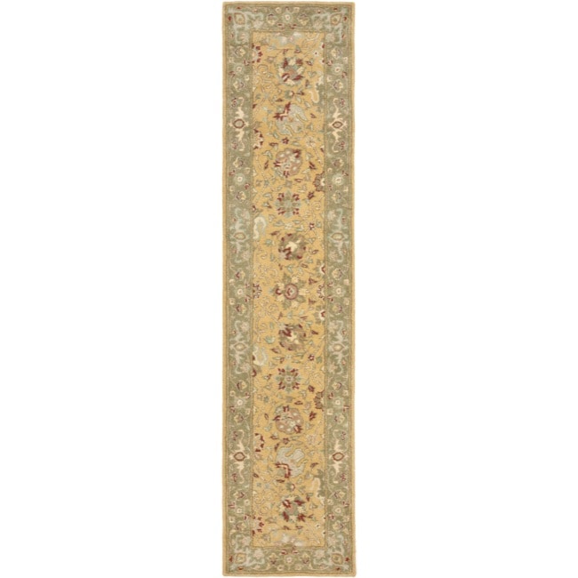 Handmade Traditions Gold/ Sage Wool Rug (23 X 10)