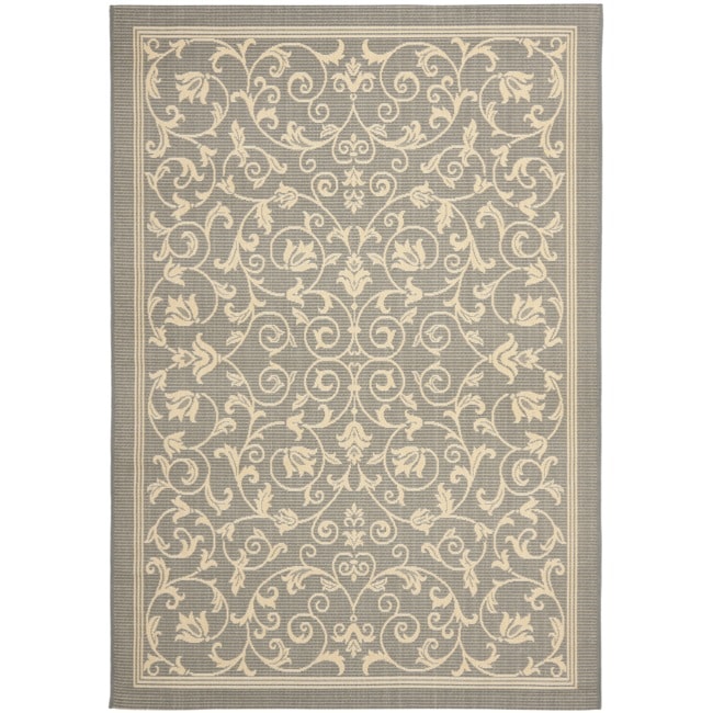 Geometric Gray/ Natural Indoor/ Outdoor Rug (53 X 77)