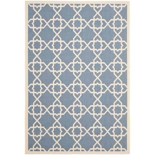 Blue/beige Polypropylene Indoor/outdoor Rug (27 X 5)