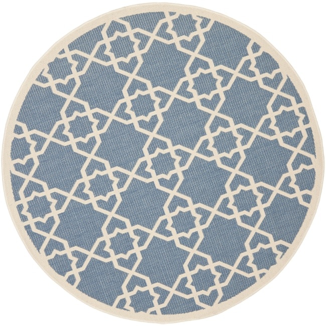 Blue/beige Geometric Indoor/outdoor Rug (53 Round)