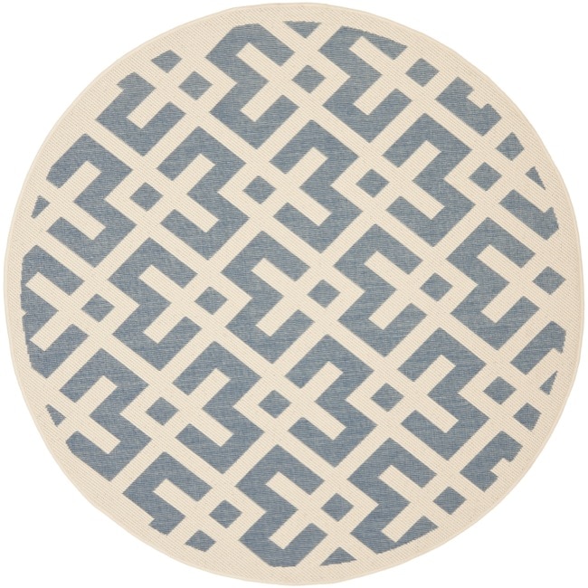 Blue/ Bone Indoor Outdoor Rug (53 Round)