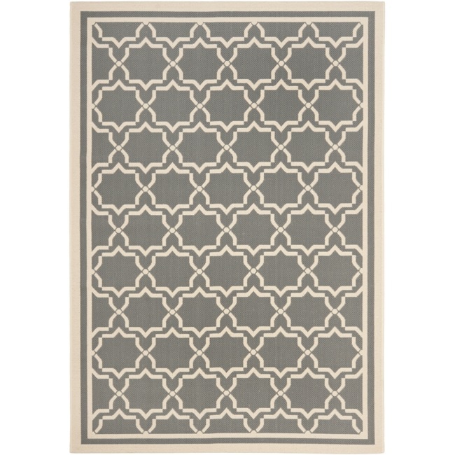 Dark Grey/ Beige Indoor Outdoor Polypropylene Rug (8 X 11 2)