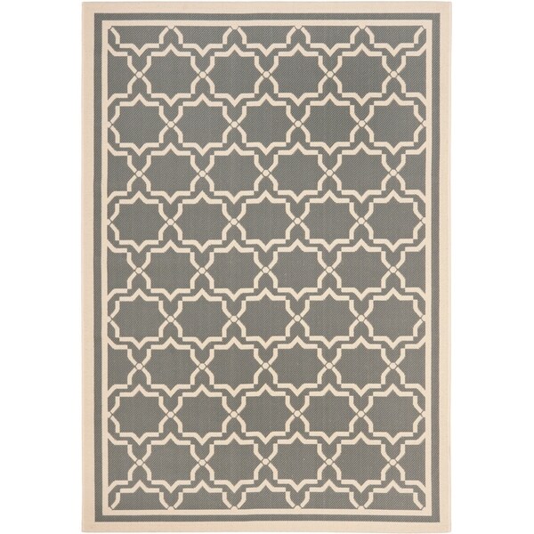 Safavieh Courtyard Poolside Dark Grey/ Beige Indoor/ Outdoor Rug - 8' X 11'
