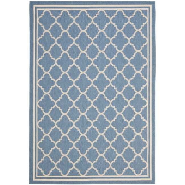 Blue/beige Trellis Indoor/outdoor Rug (4 X 57)