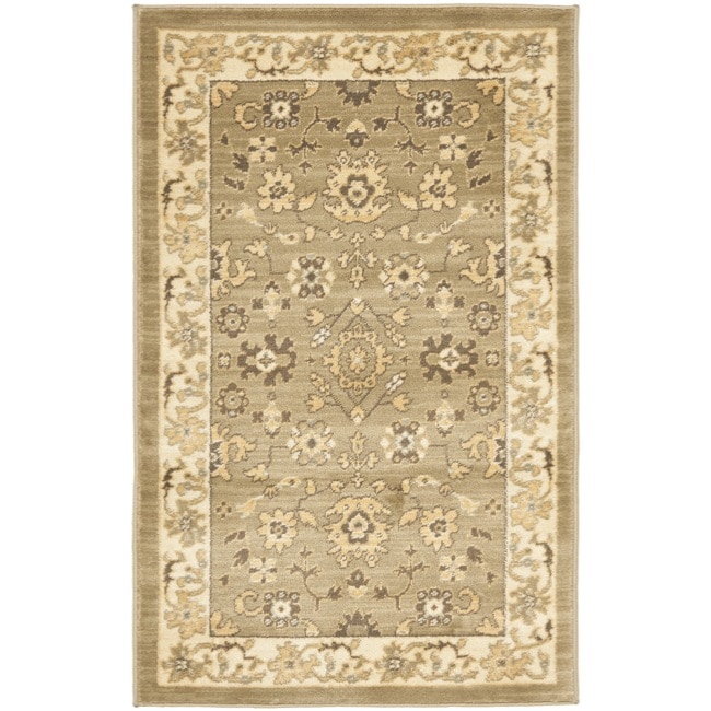 Oushak Green/cream Oriental pattern Powerloomed Rug (26 X 4)