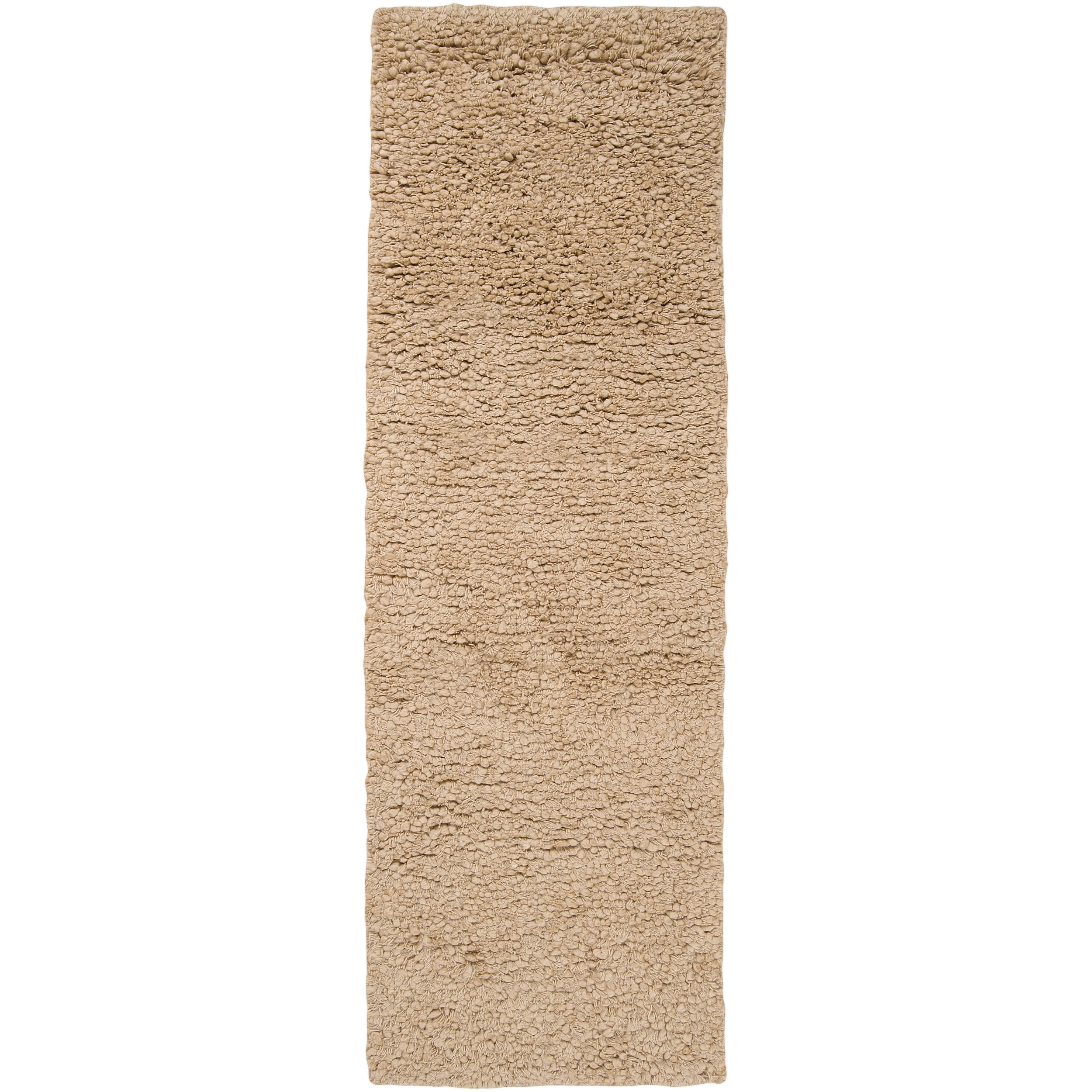 Hand woven Beige Caucus New Zealand Wool Plush Shag Rug (26 X 8)