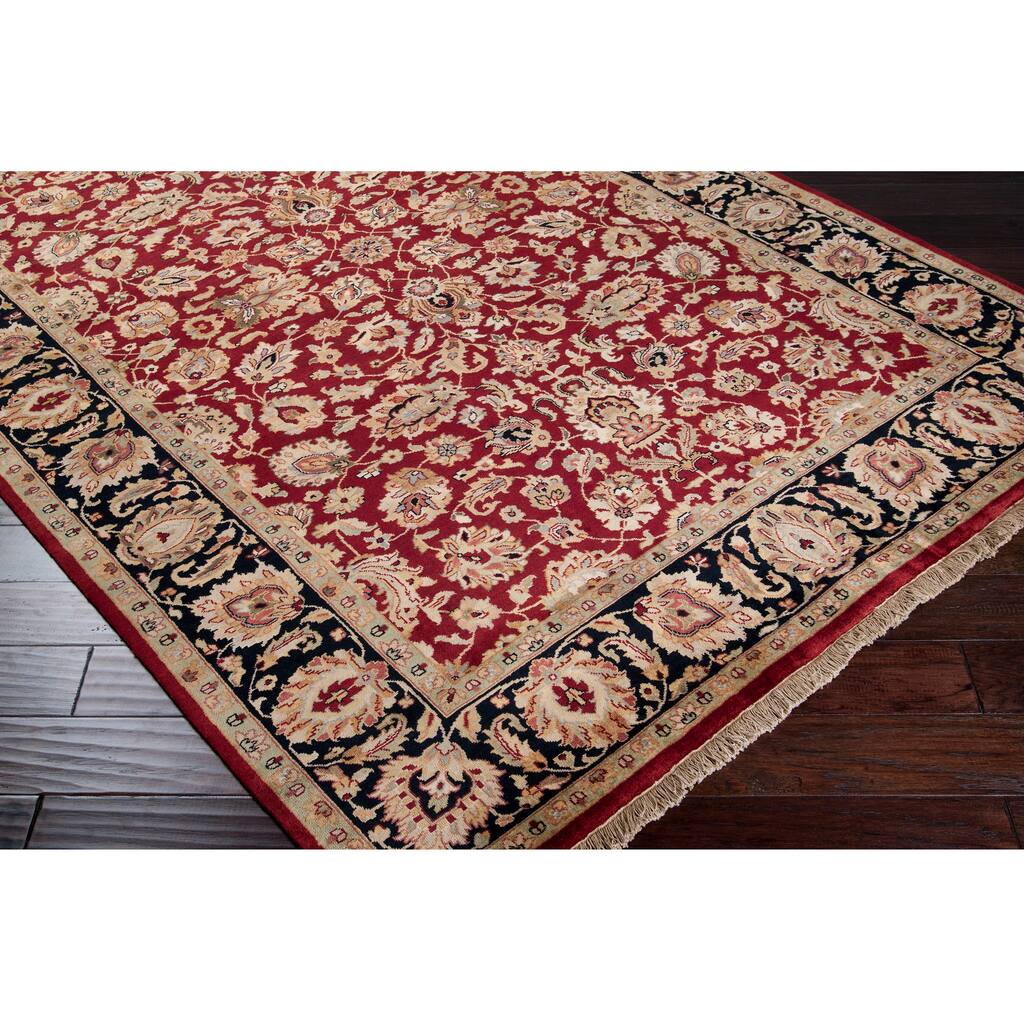 Hand-knotted Aztec Burgundy Area Rug - 2' x 3'