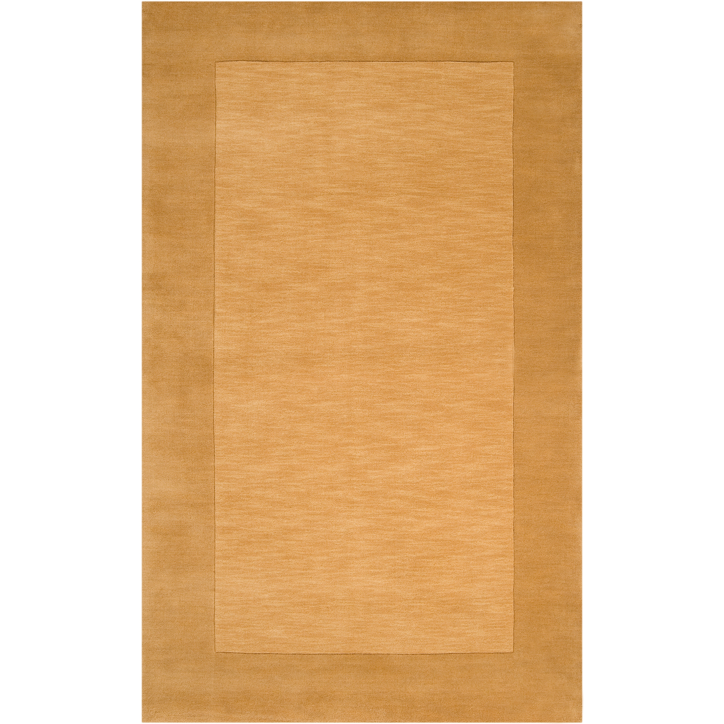 Hand-crafted Gold Tone-On-Tone Bordered Wool Fringe Area Rug - 9' x 13'