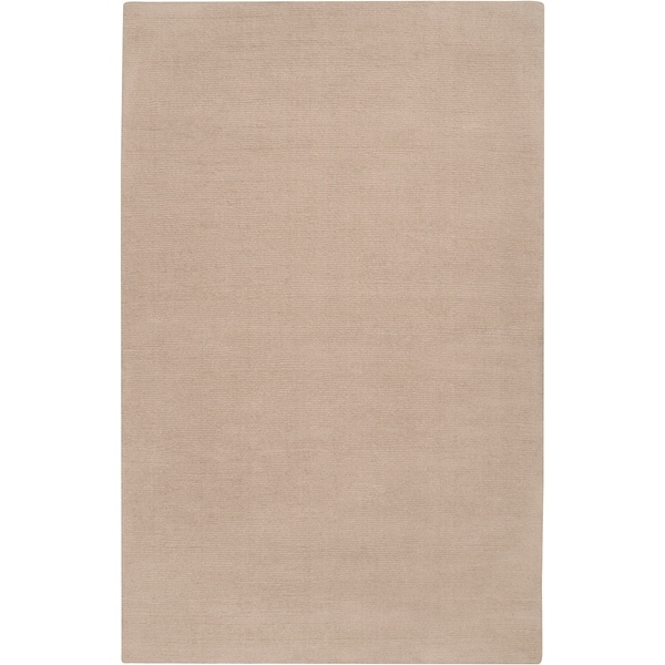 Hand-crafted Beige Solid Casual Wool Callery Area Rug - 7'6" x 9'6"