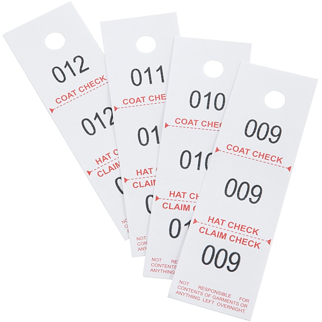 Safco Three part Coat Room Checks (1 Carton)