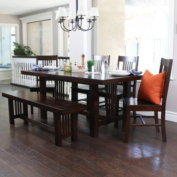 DISCO Contemporary Brown 6-piece Wood Dining Set with Dining Bench