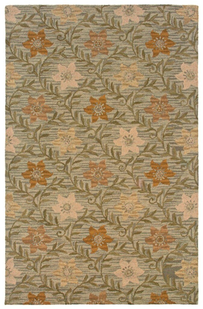 Hand tufted Sovereignty Green Floral Rug (5 X 8)