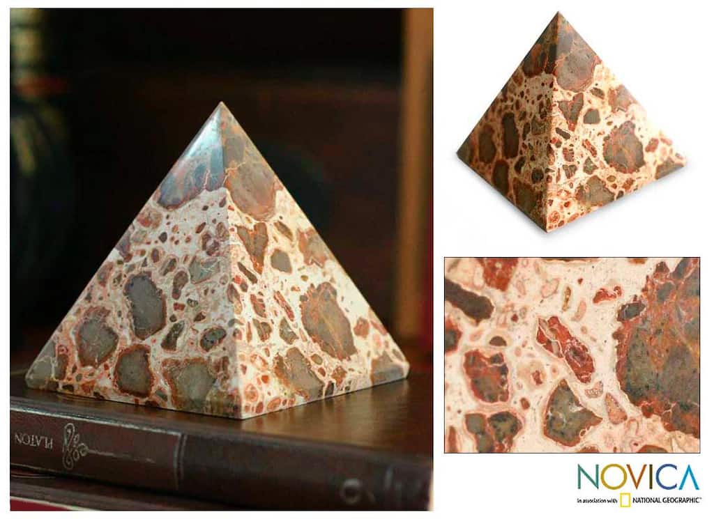 Leopard Jasper 'Fortress' Pyramid Sculpture (Peru)