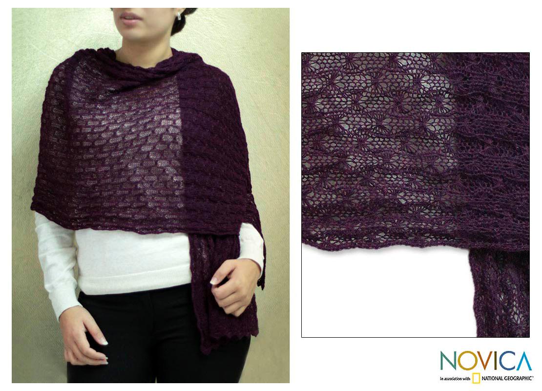 Alpaca Wool Muse in Plum Shawl (Peru)