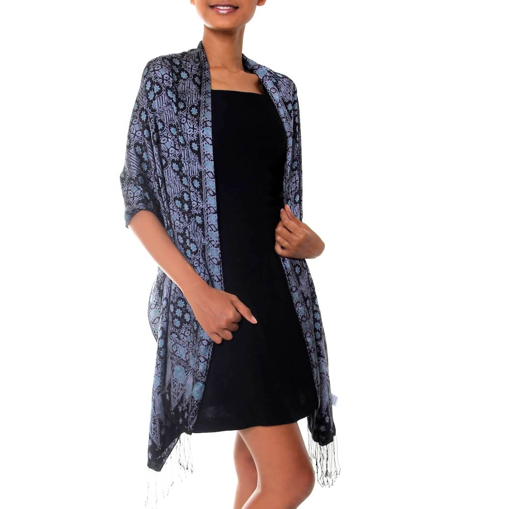 Handmade Silk Java Sea Batik Shawl (Indonesia)