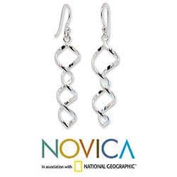 Handmade Sterling Silver 'Songkran Joy' Dangle Earrings (Thailand)
