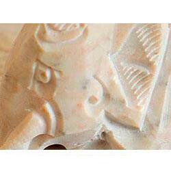 NOVICA Artisan Handblown Marble Coasters Elephant Barware Beige Animal Themed 'Elephant Rose'(Set of 6) - 3.9