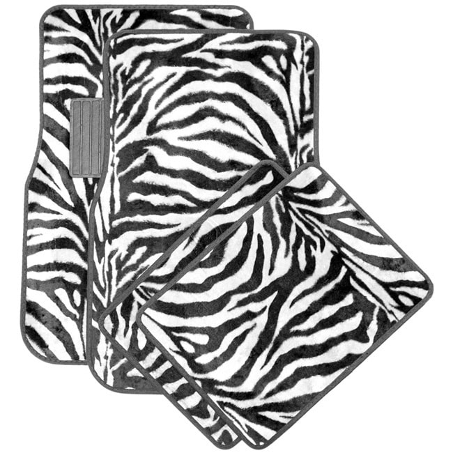 Oxgord Safari Zebra Carpet Car Floor Mats (set Of 4)