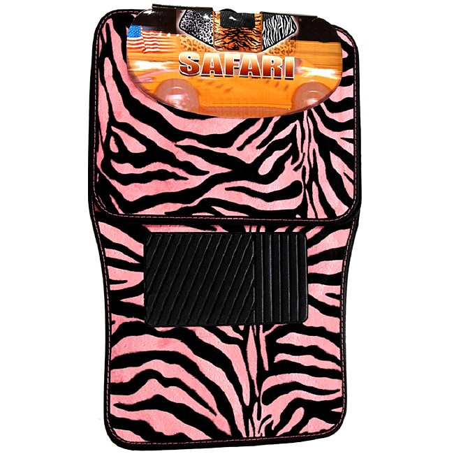 Oxgord Safari Pink Zebra 4 piece Car Floor Mat Set