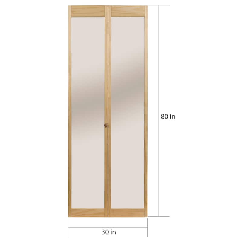 AWC Traditional Mirror Pine Bifold Closet Door Unfinished 30 x 80