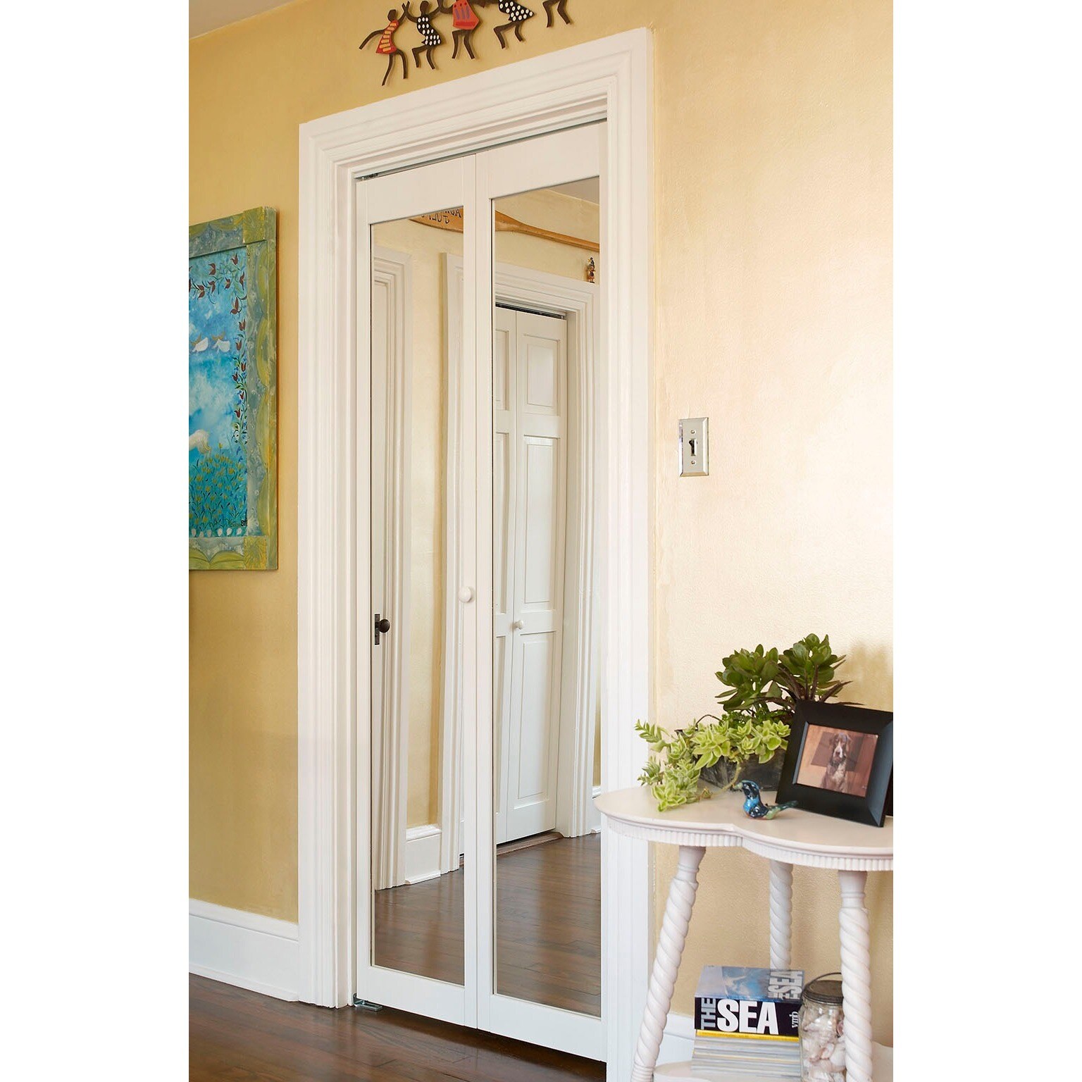 AWC Traditional Mirror Pine Bifold Closet Door Unfinished 30 x 80