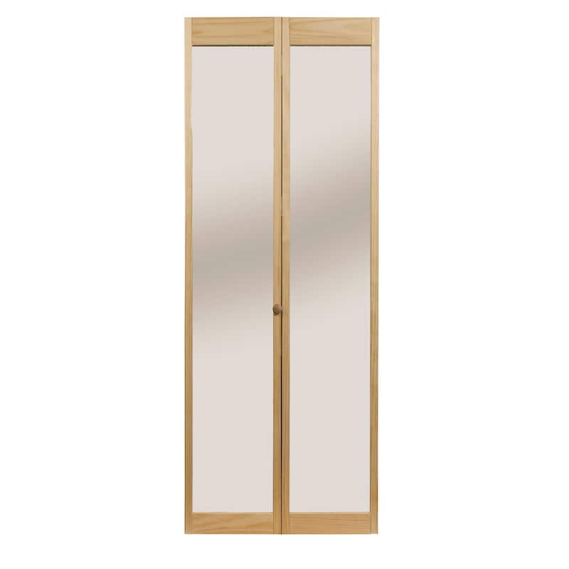 AWC Traditional Mirror Pine Bifold Closet Door Unfinished 30 x 80