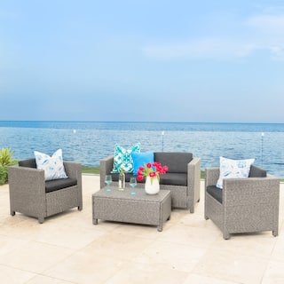 Black Wicker Outdoor Sofas Chairs Sectionals Online At Puerta Outdoor 4 Piece Sofa Set By Christopher Knight Home