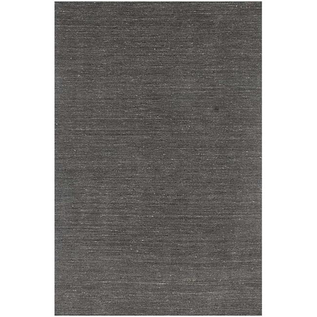 Hand woven Solid Grey Wool Rug (5 X 8)