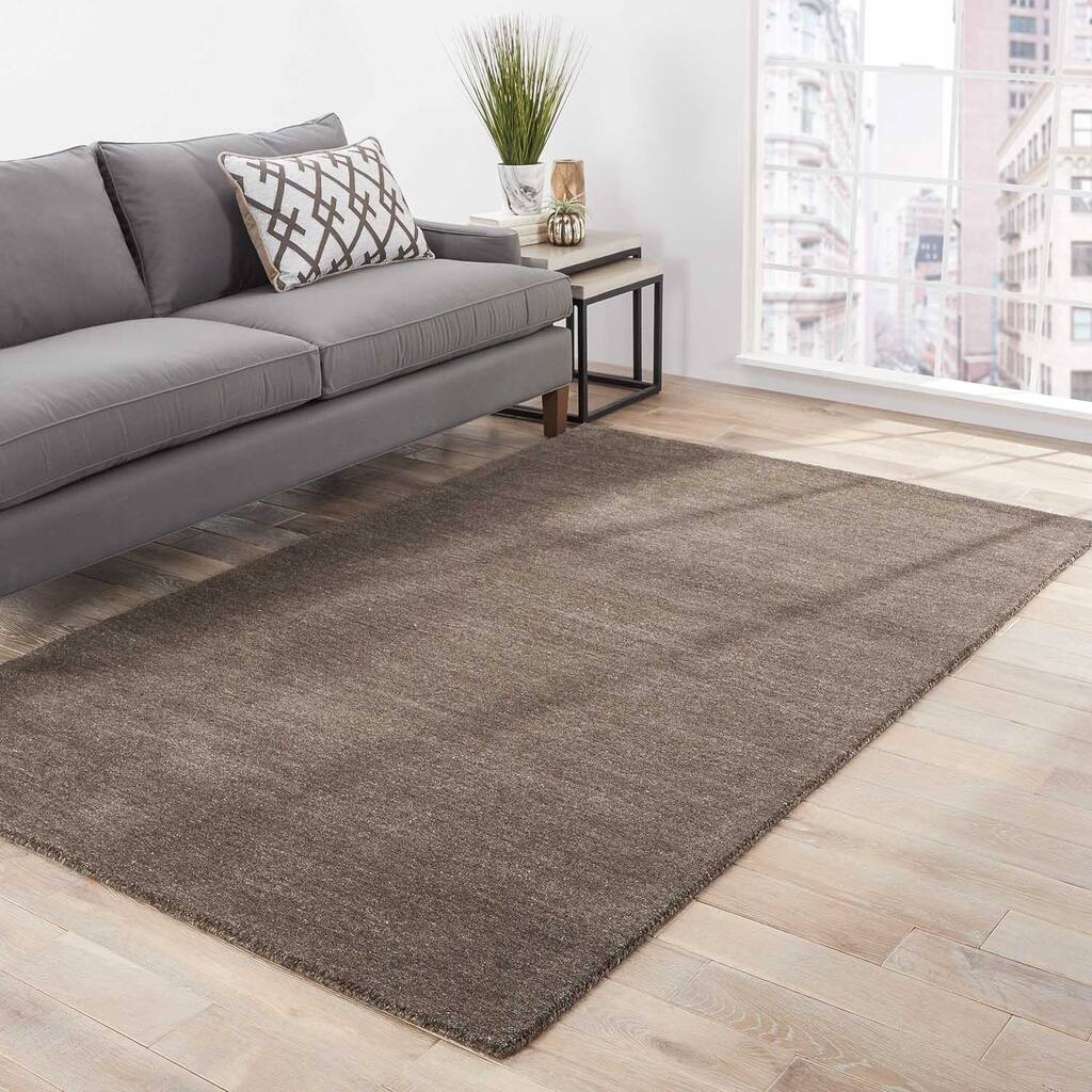 Silas Handmade Solid Dark Gray Area Rug (8' X 10') - 8' x 10'/Surplus