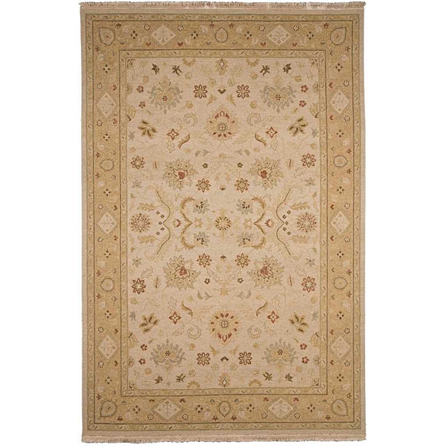 Hand knotted Ivory/ Cream Wool Rug (10 X 14)