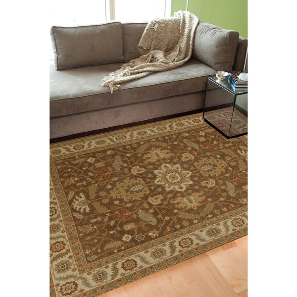 Hand-Knotted Floral Brown Area Rug (8' X 10')