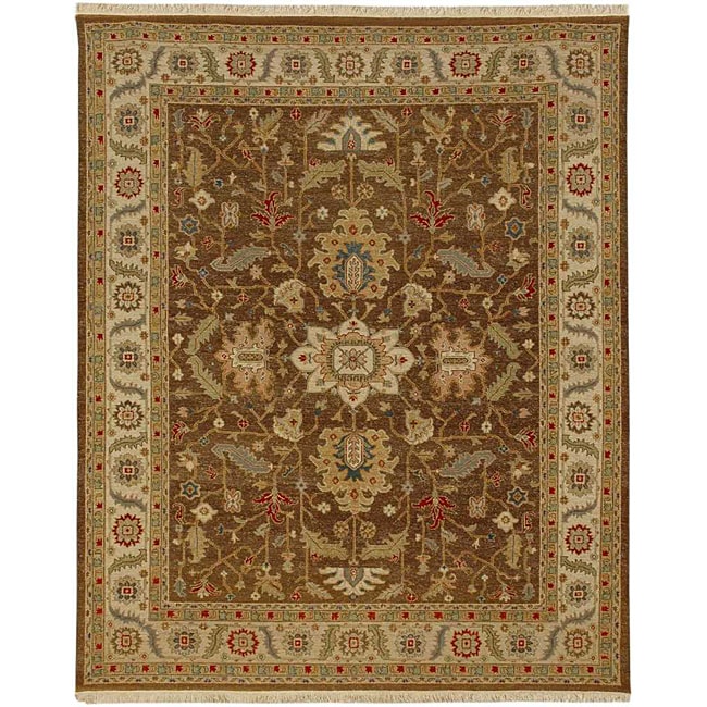 Hand knotted Brown/ Red Wool Rug (9 X 12)