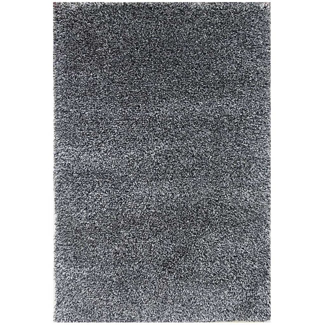 Hand woven Grey Wool blend Shag Rug (36 X 56)