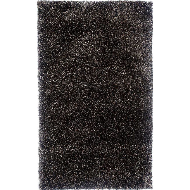 Hand woven Black/ Brown Wool blend Shag Rug (5 X 8)