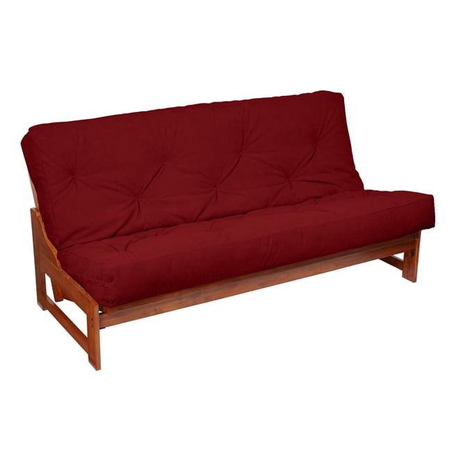 preview thumbnail 1 of 7, Full-Size 8-inch Red Suede Futon Mattress