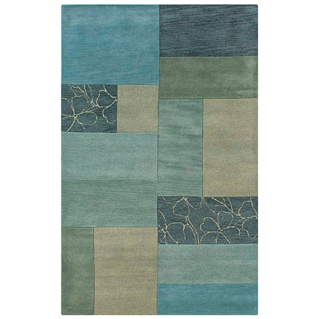 Hand tufted Hesiod Blue Geometric Wool Rug (5 X 8)