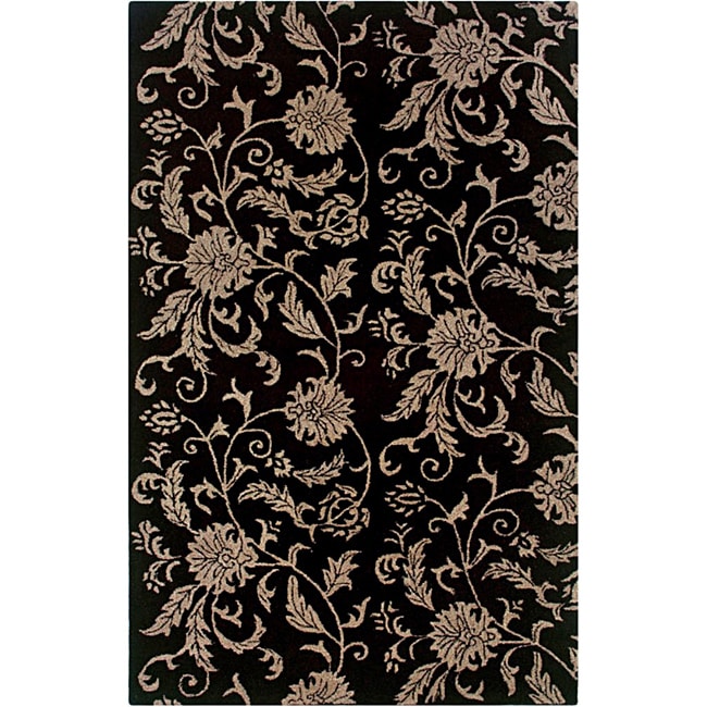 Hand tufted Hesiod Black Wool Rug (5 X 8)