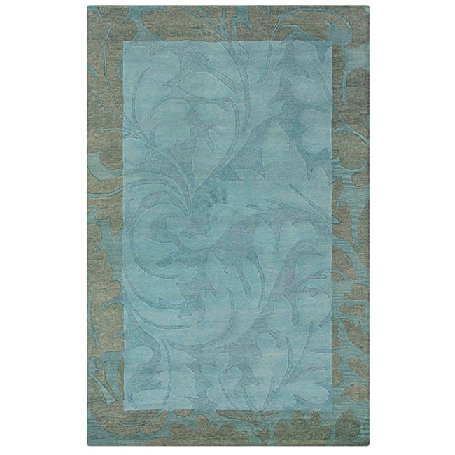 Hand tufted Hesiod Blue Floral Wool Rug (5 X 8)