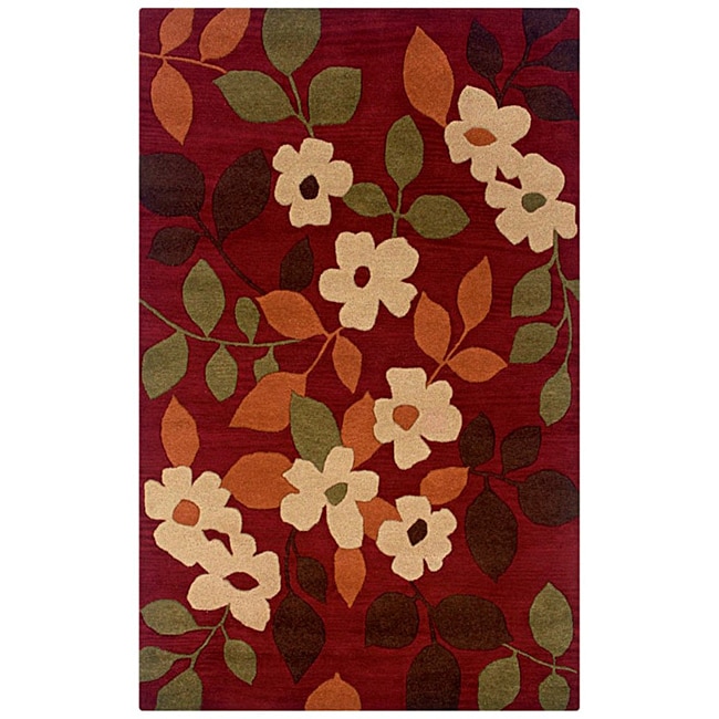 Hand tufted Hesiod Burgundy Wool Rug (5 X 8)