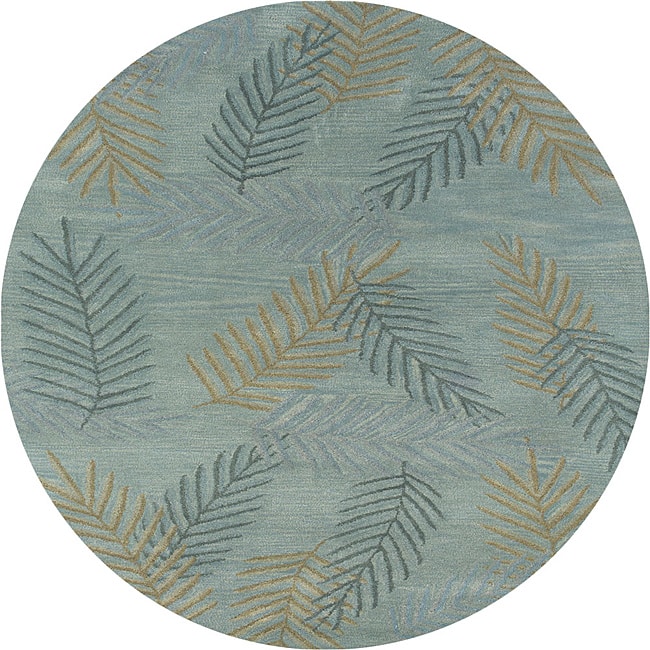 Light Blue Botanical Rug - 8' x 8'