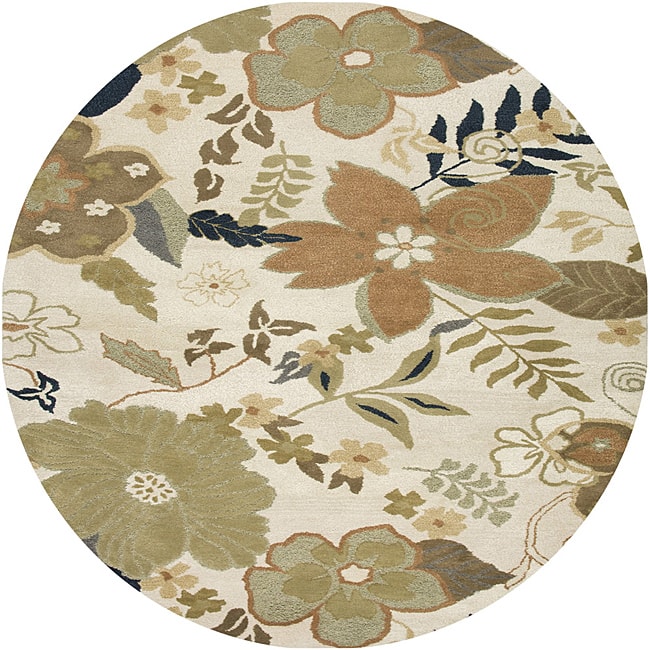 Blanc Floral Hand-Tufted Round Rug - 8' x 8'